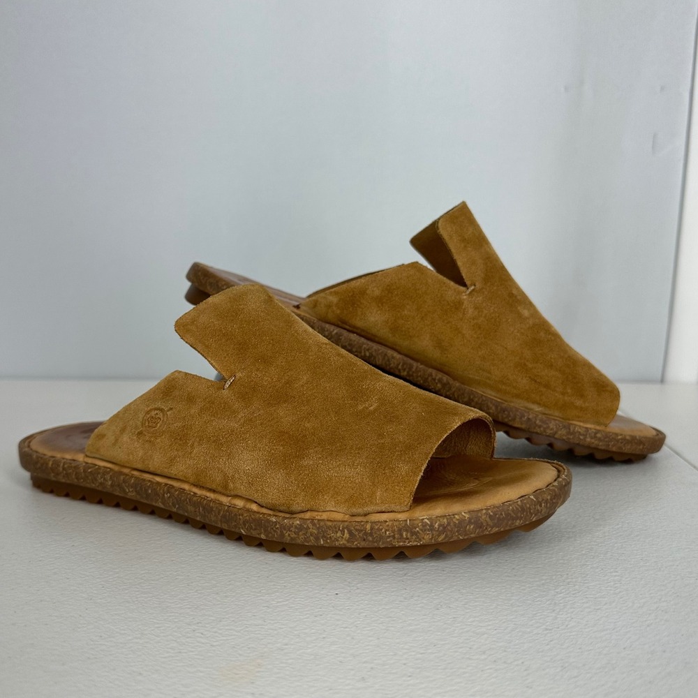 Born Women's Suede Leather Slide Sandals Size 8M Tan Brown BR0022037 NWOBox - Picture 2 of 15